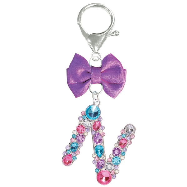 Assorted Purple Ribbon Monogram Keychain, INDIVIDUALLY SOLD