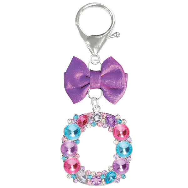 Assorted Purple Ribbon Monogram Keychain, INDIVIDUALLY SOLD