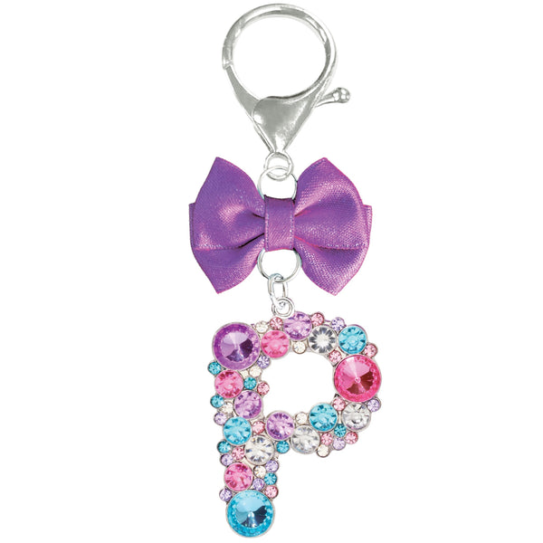 Assorted Purple Ribbon Monogram Keychain, INDIVIDUALLY SOLD