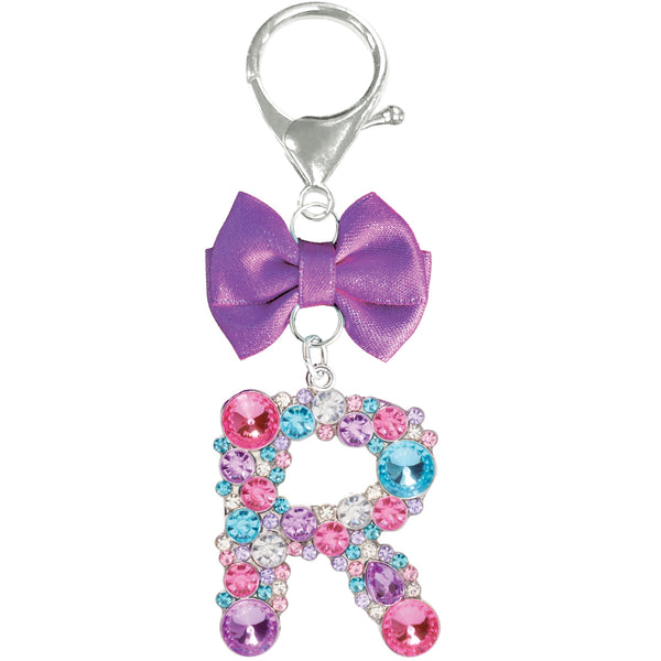 Assorted Purple Ribbon Monogram Keychain, INDIVIDUALLY SOLD