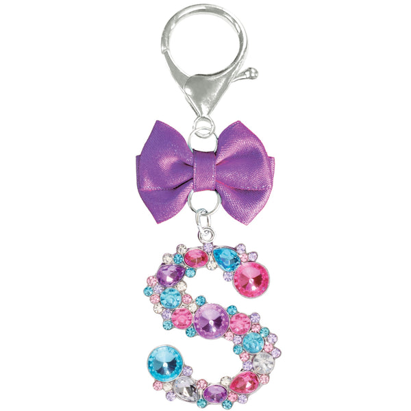 Assorted Purple Ribbon Monogram Keychain, INDIVIDUALLY SOLD