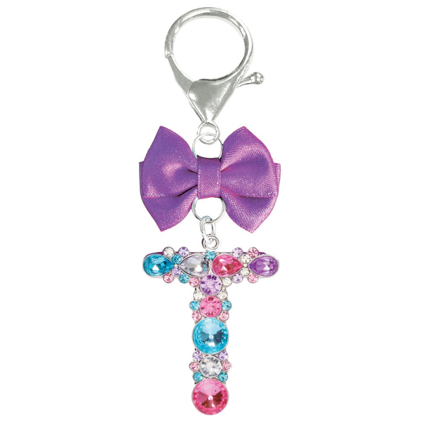 Assorted Purple Ribbon Monogram Keychain, INDIVIDUALLY SOLD