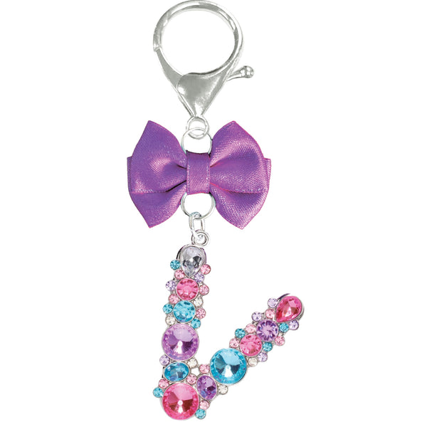 Assorted Purple Ribbon Monogram Keychain, INDIVIDUALLY SOLD