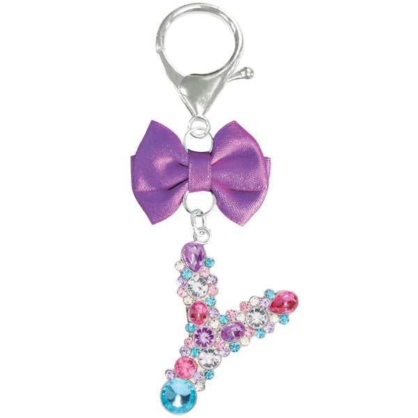 Assorted Purple Ribbon Monogram Keychain, INDIVIDUALLY SOLD