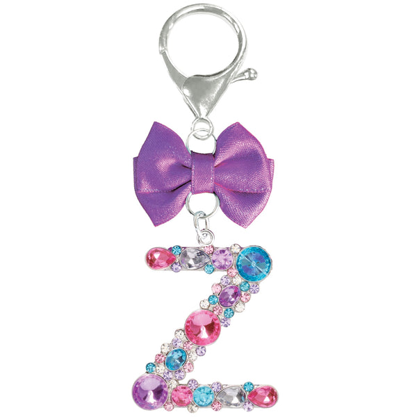 Assorted Purple Ribbon Monogram Keychain, INDIVIDUALLY SOLD