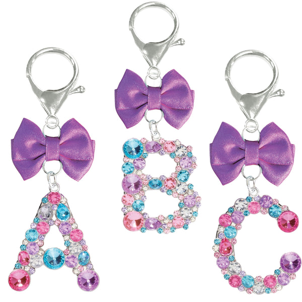 Assorted Purple Ribbon Monogram Keychain, INDIVIDUALLY SOLD