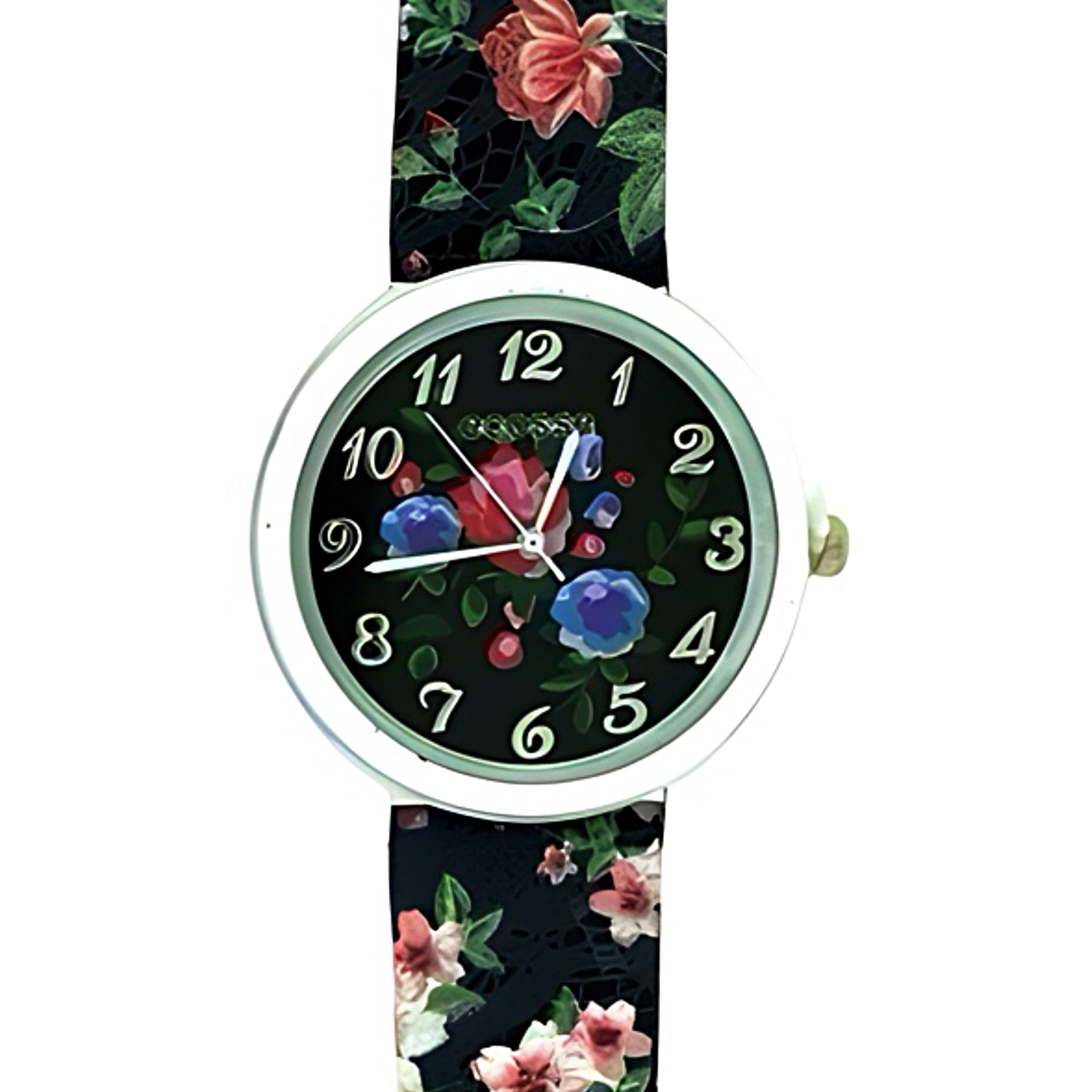 Black Floral Ladies Jewellery Watch