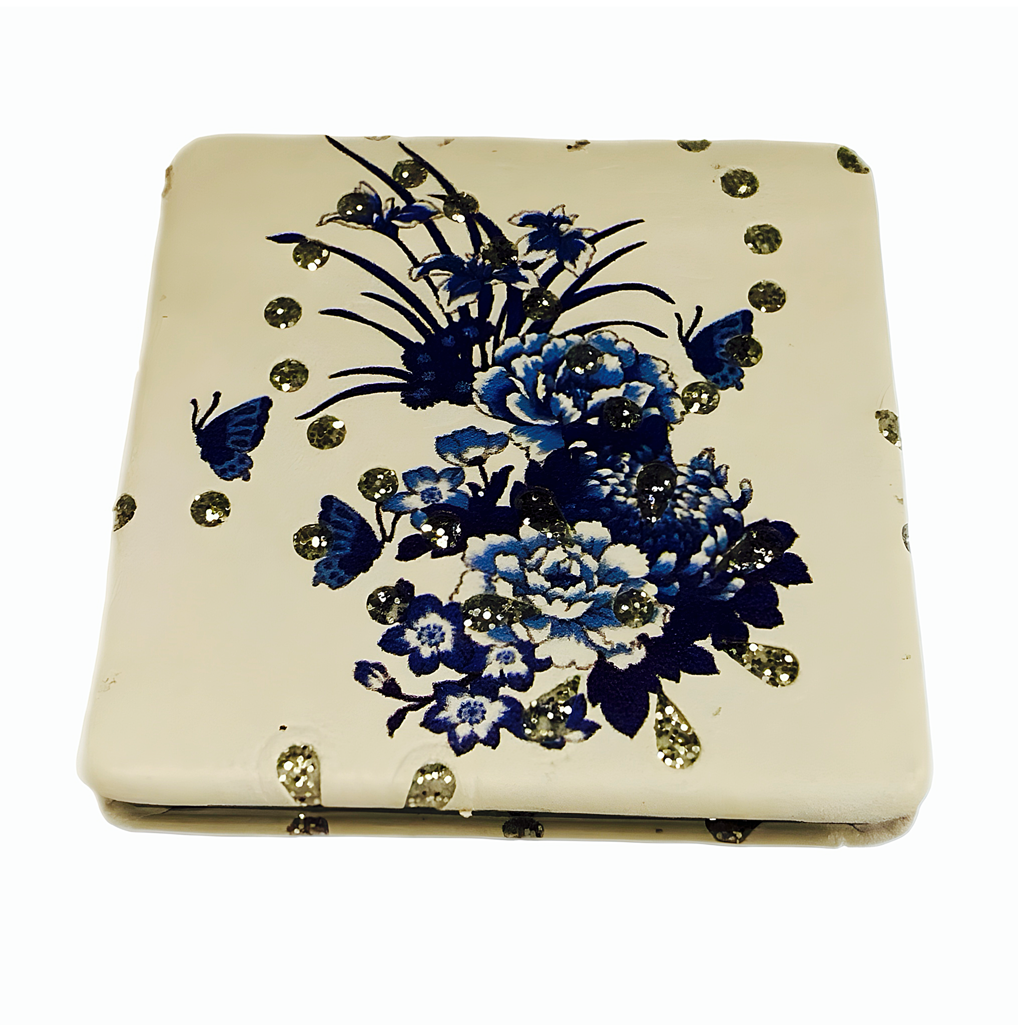 Blue Floral Compact Mirror