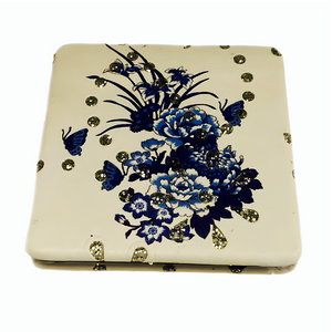 Blue Floral Compact Mirror