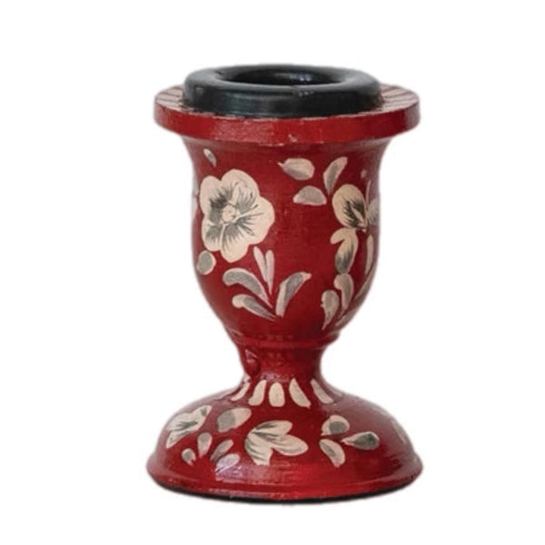 Assorted Red Botanical Taper Candle Holder, INDIVIDUALLY SOLD