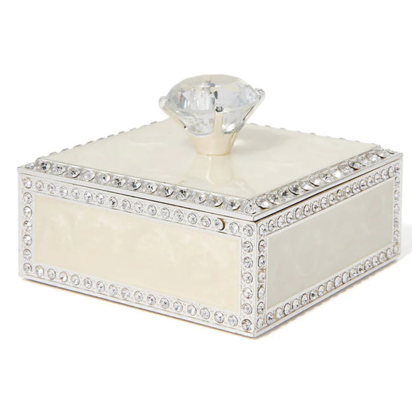 Cream Gemmed Trinket Box