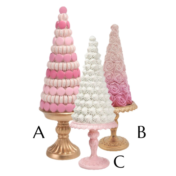 Assorted Meringue & Macaron Cakes On Pedestal Figurine, INDIVIDUALLY SOLD