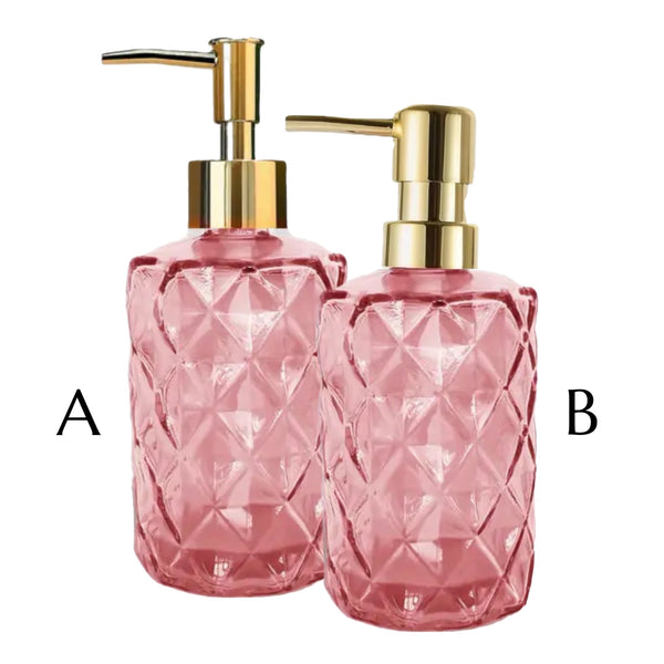Assorted Pink Glass Soap Dispenser, INDIVIDUALLY SOLD