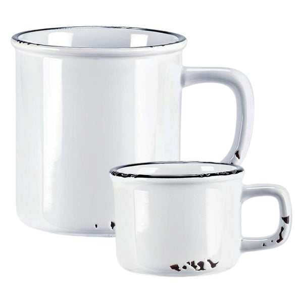 Assorted White Enamel Mug, INDIVIDUALLY SOLD ￼