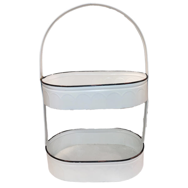White Oval 2 Tier Tray