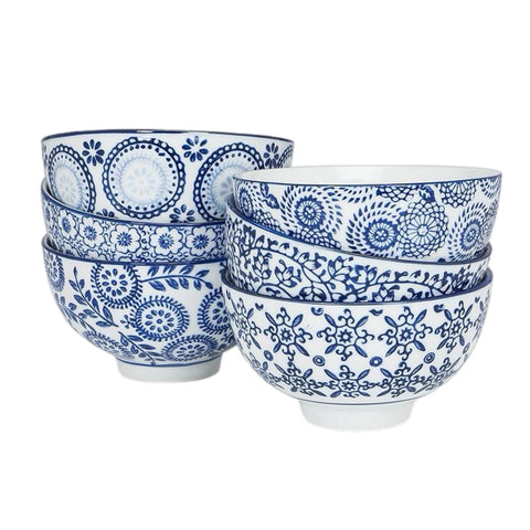 Assorted Blue Pattern Rice Bowl, INDIVIDUALLY SOLD