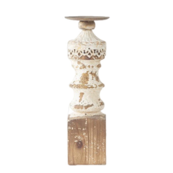 Assorted  Whitewash Distressed Pillar Candle Holder, INDIVIDUALLY SOLD