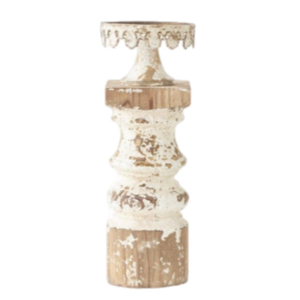 Assorted  Whitewash Distressed Pillar Candle Holder, INDIVIDUALLY SOLD