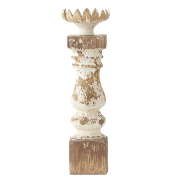 Assorted  Whitewash Distressed Pillar Candle Holder, INDIVIDUALLY SOLD