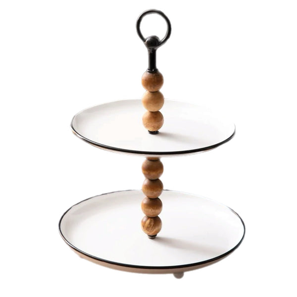 2 Tier White Cupcake Plate