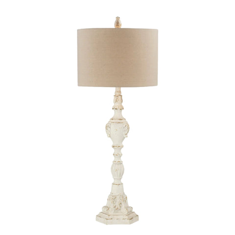 White Distressed Table Lamp