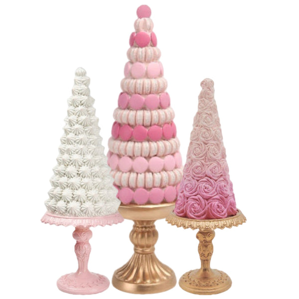 Assorted Meringue & Macaron Cakes On Pedestal Figurine, INDIVIDUALLY SOLD