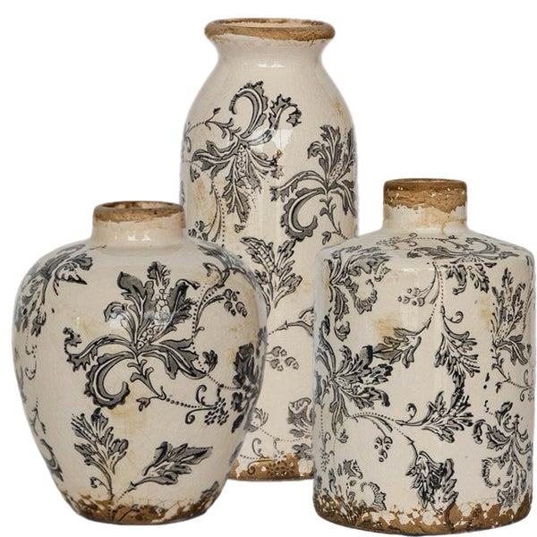 Assorted Black Floral Design Vase, INDIVIDUALLY SOLD