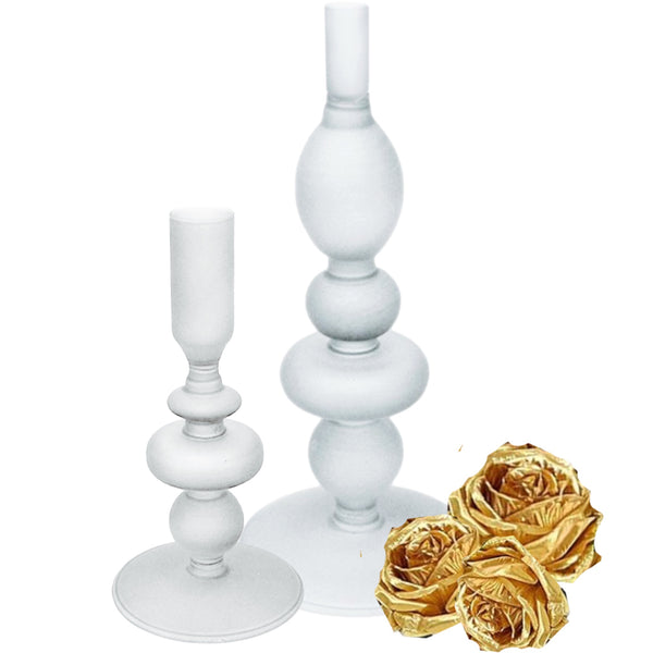 Assorted Frosted Blown Taper Candle Holder, INDIVIDUALLY SOLD