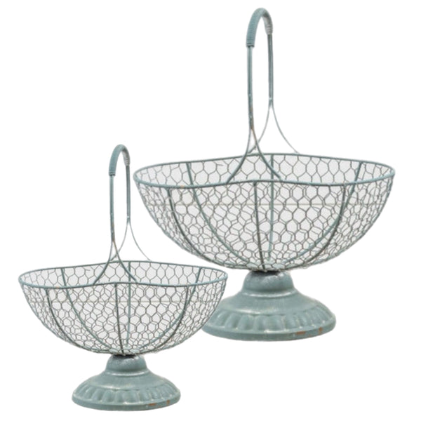 Assorted Green Pedestal Basket, INDIVIDUALLY SOLD