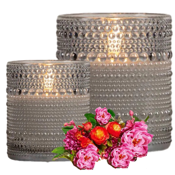 Assorted Grey Hobnail Jar Flameless Candle, INDIVIDUALLY SOLD