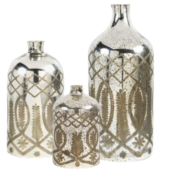 Assorted Etched Mercury Bottle, INDIVIDUALLY SOLD
