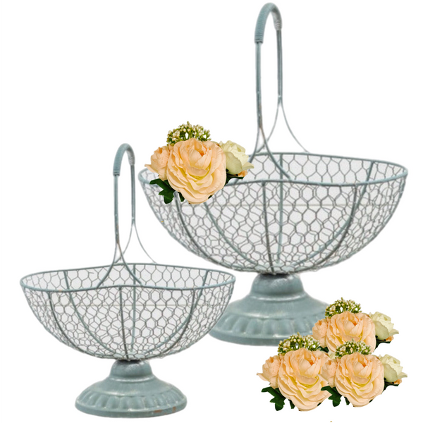 Assorted Green Pedestal Basket, INDIVIDUALLY SOLD