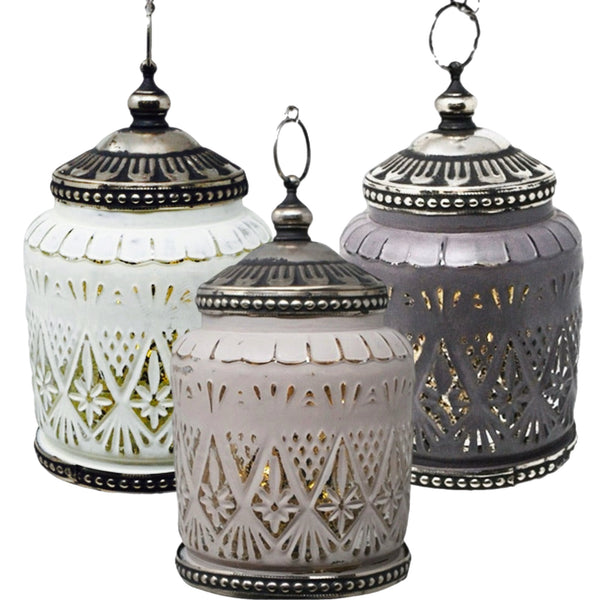 Assorted LED Glass Lantern, INDIVIDUALLY SOLD
