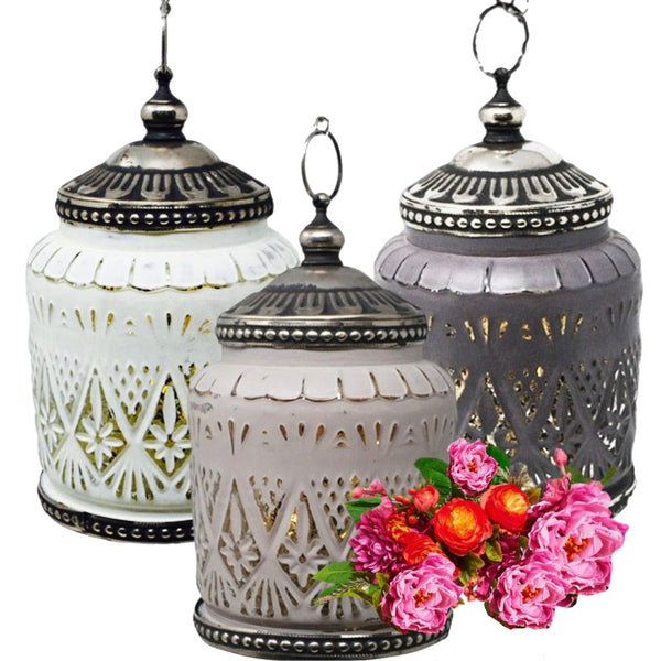 Assorted LED Glass Lantern, INDIVIDUALLY SOLD