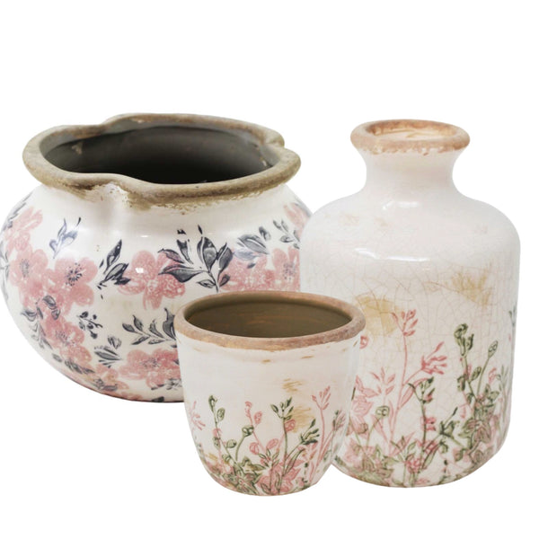 Assorted Floral Crackle Planter & Vase, INDIVIDUALLY SOLD