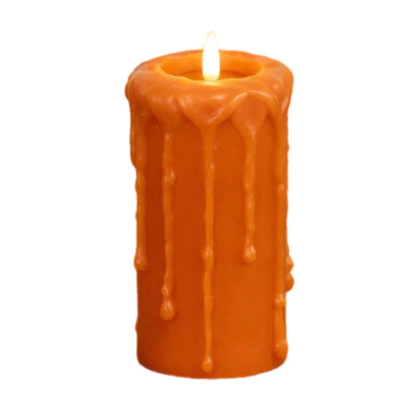 Assorted Orange Drip Pillar Flameless Candle, INDIVIDUALLY SOLD