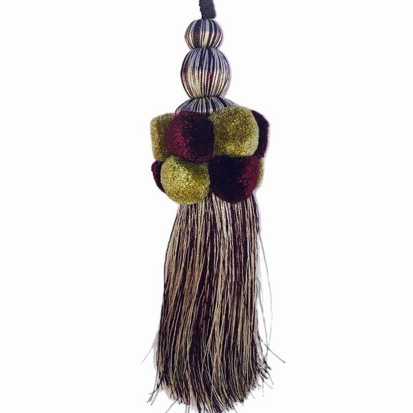 Burgundy Pom Pom Tassel