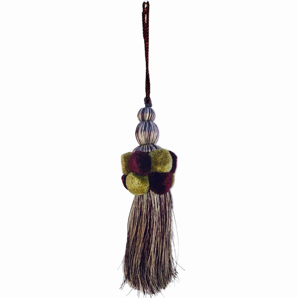 Burgundy Pom Pom Tassel