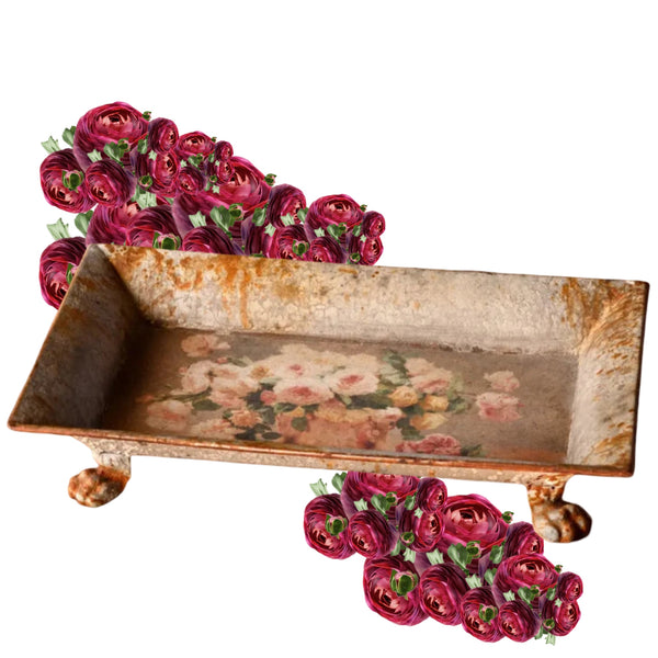 Antiqued Rose Rectangular Tray