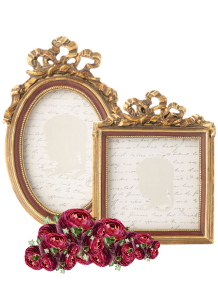 Assorted Burgundy & Gold Ribbon Photo Frame, INDIVIDUALLY SOLD