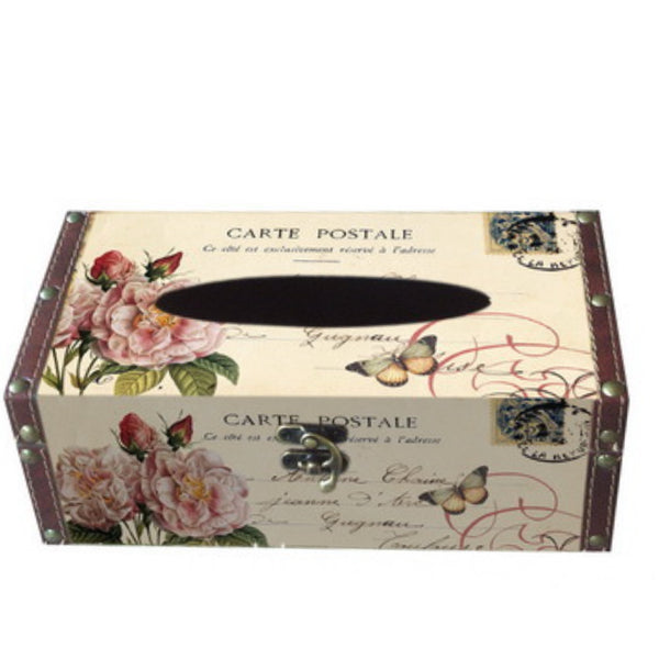 Antique Rose Postcard Kleenex Box