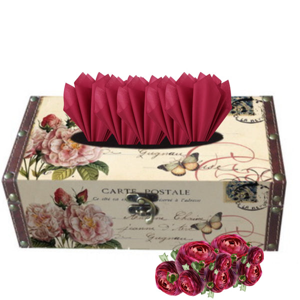 Antique Rose Postcard Kleenex Box