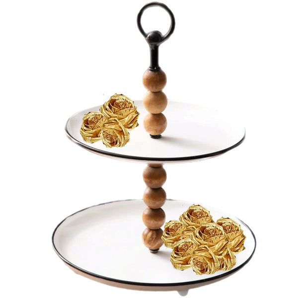 2 Tier White Cupcake Plate