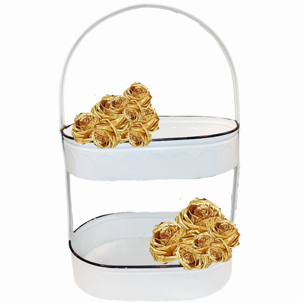 White Oval 2 Tier Tray