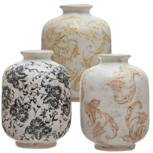 Assorted Distressed Floral Vase, INDIVIDUALLY SOLD