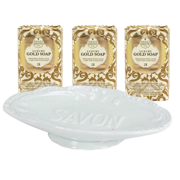 White Embossed Soap Dish