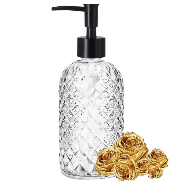 Clear Etched Soap Dispenser With Black Top