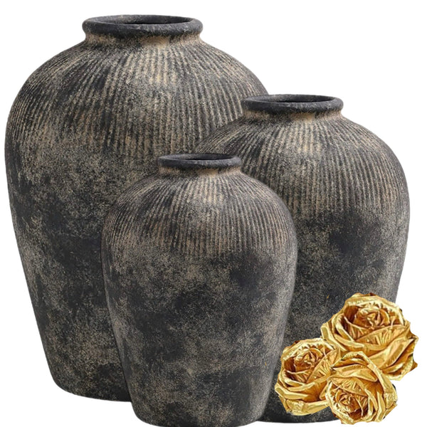 Assorted Black Terracotta Urn, INDIVIDUALLY SOLD