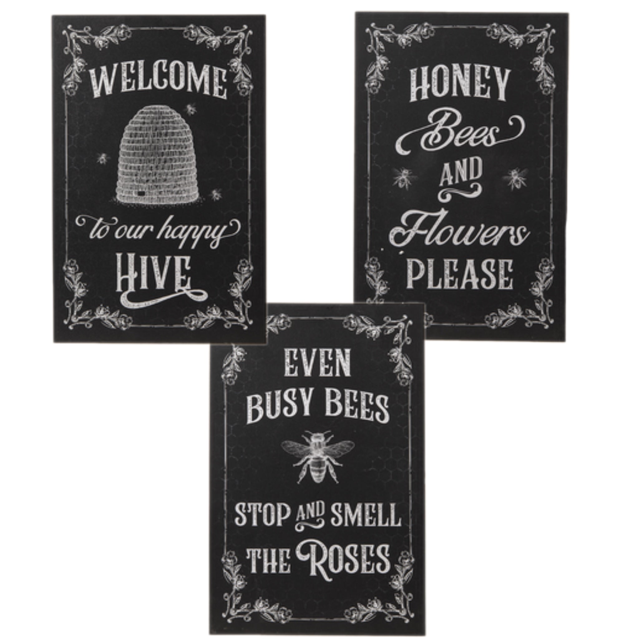 Assorted Black Bee Saying Sign, INDIVIDUALLY SOLD