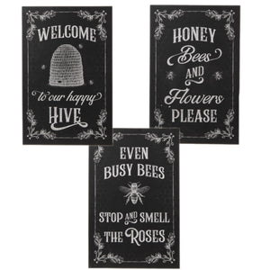 Assorted Black Bee Saying Sign, INDIVIDUALLY SOLD